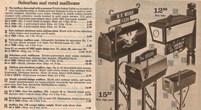 modern mailbox Montgomery Ward