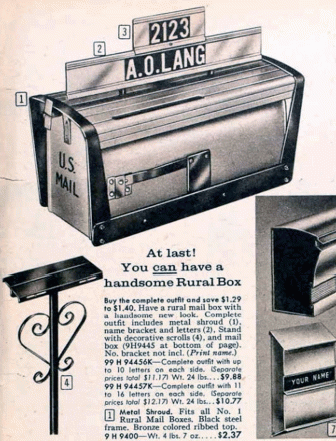 modern mailbox-sears fall 1960 catalog